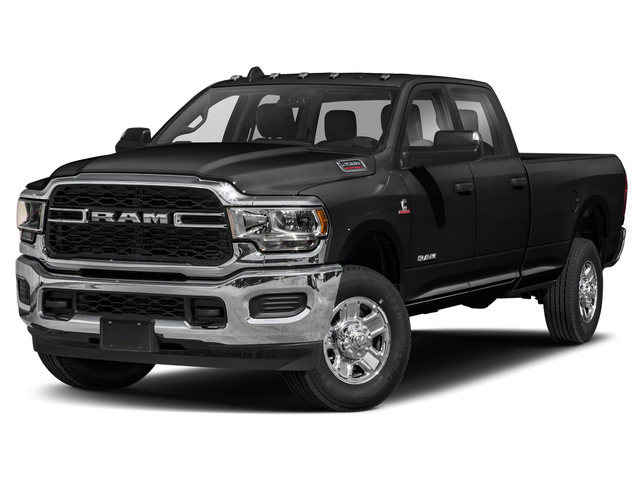 2022 RAM 2500 Tradesman in Diamond Black Crystal Pearlcoat — front three-quarter view