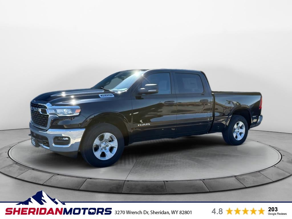 2026 RAM Ram 1500 RAM 1500 BIG HORN CREW CAB 4X4 6'4' BOX in Diamond Black Crystal Pearl-Coat Exterior Paint — front three-quarter view