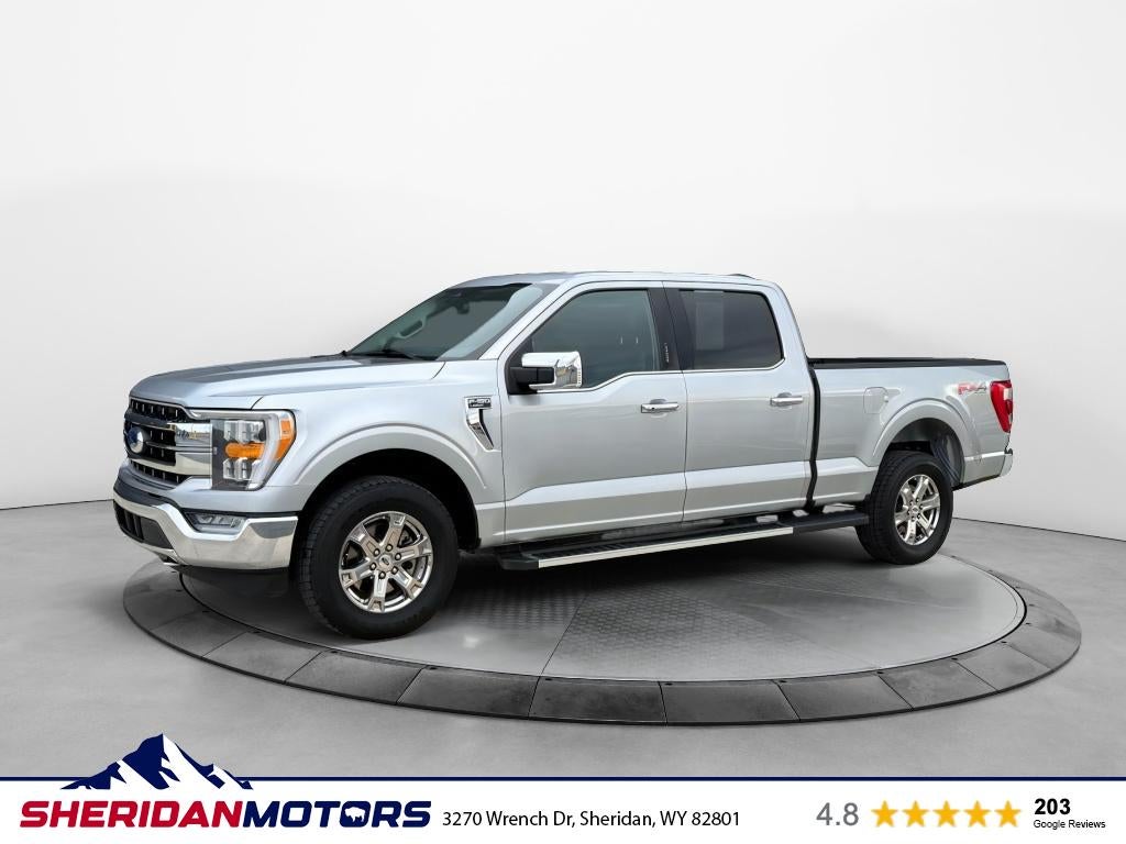 2023 Ford F-150 LARIAT in Iconic Silver Metallic — front three-quarter view