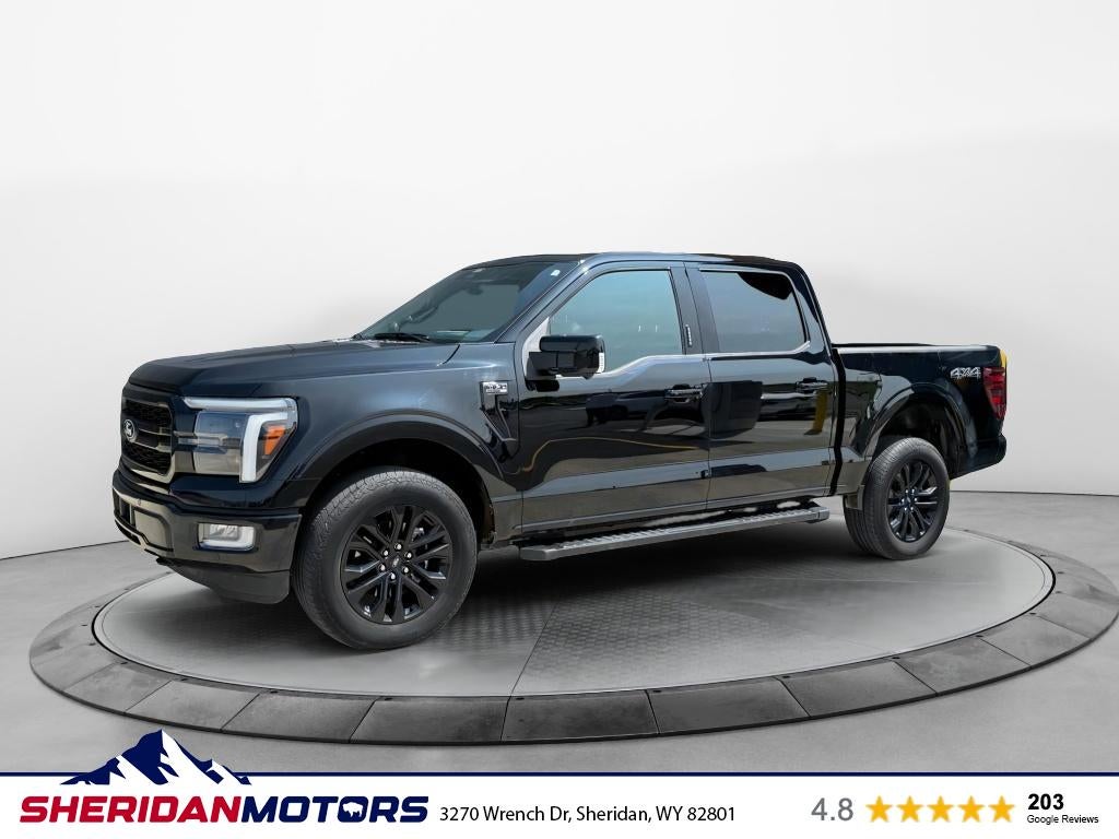 2024 Ford F-150 LARIAT in Agate Black Metallic — front three-quarter view