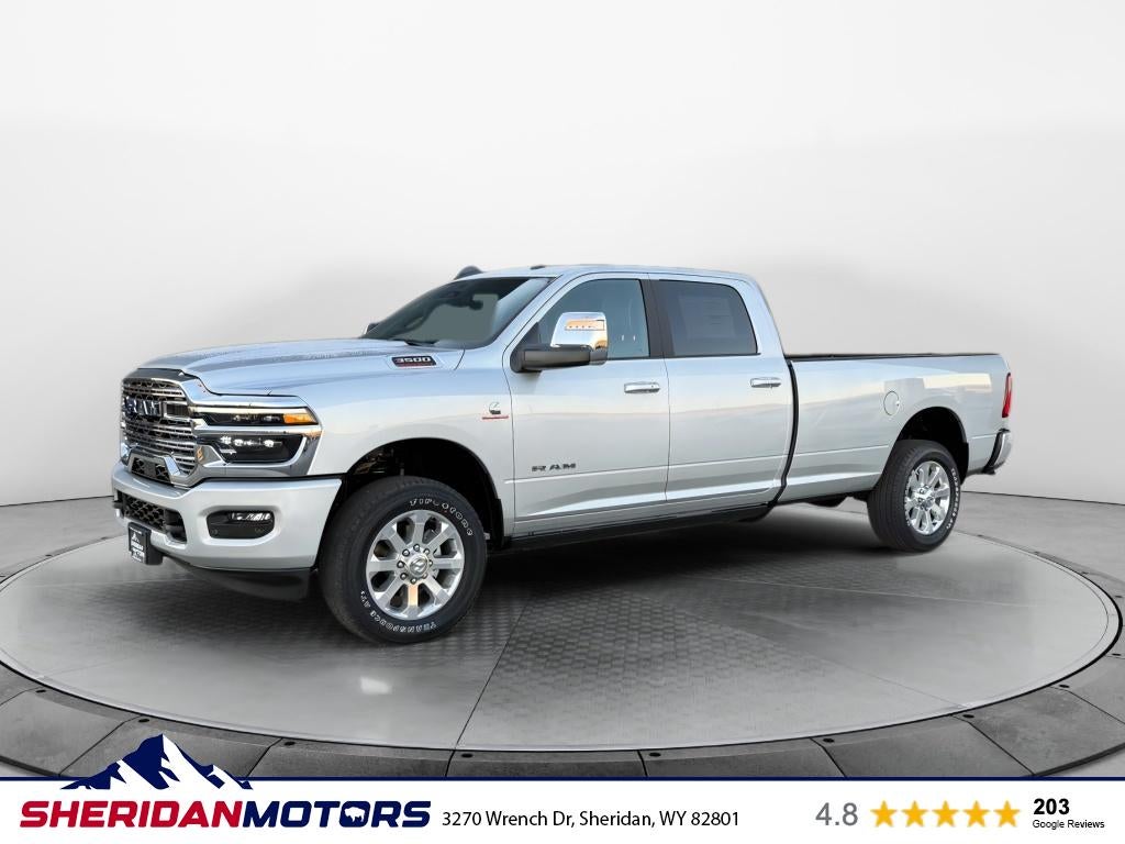 2026 RAM Ram 3500 RAM 3500 LARAMIE CREW CAB 4X4 8' BOX in Silver-Zynith Exterior Paint — front three-quarter view