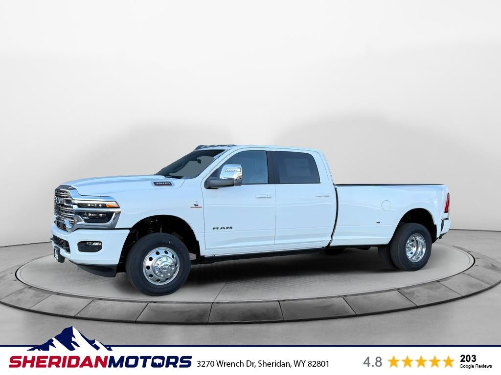 2026 RAM Ram 3500 RAM 3500 LARAMIE CREW CAB 4X4 8' BOX in Bright White Clear-Coat Exterior Paint — front three-quarter view